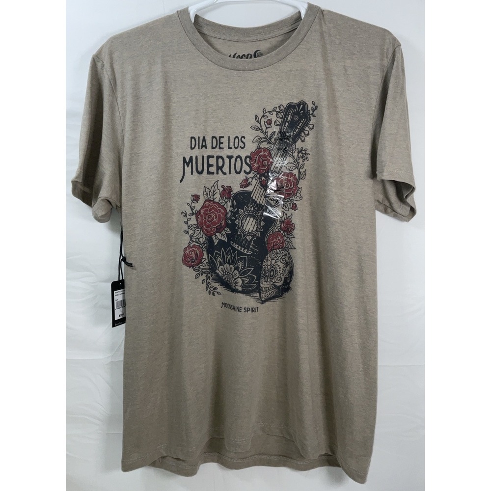 NWT Brad‎ Paisley Moon Shine Spirit Dia de los Muertos Guitar Tan T-shirt Large